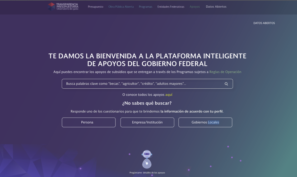 Primera plataforma con inteligencia artificial para búsqueda de subsidios (SHCP) Primera plataforma con inteligencia artificial para búsqueda de subsidios